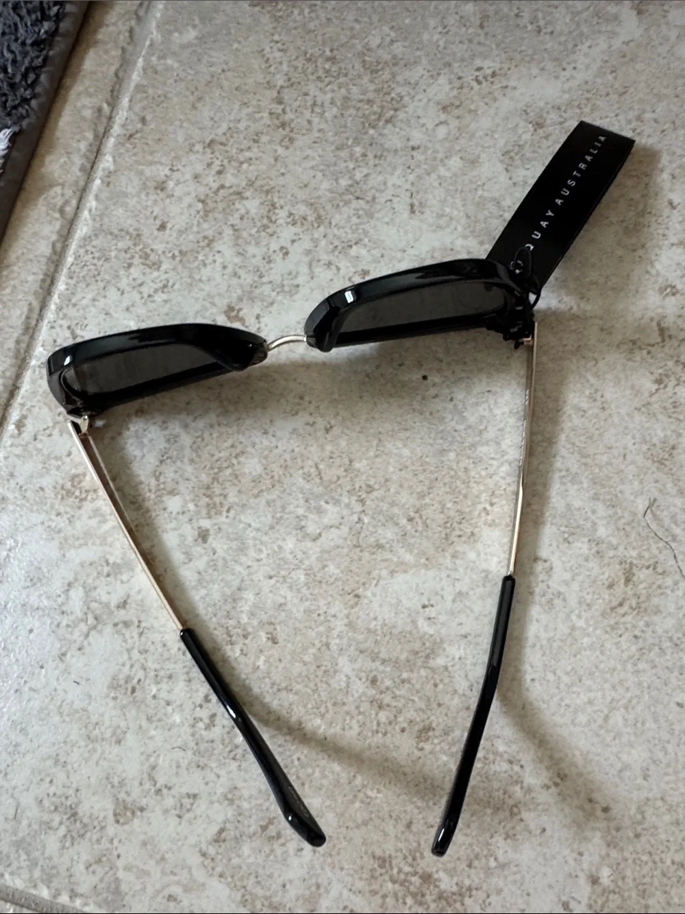 Quay Australia Black Cat-Eye Sunglasses with Gold Bridge